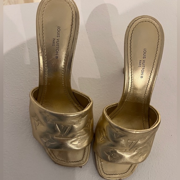 Louis Vuitton Revival Gold Mules - Picture 1 of 6